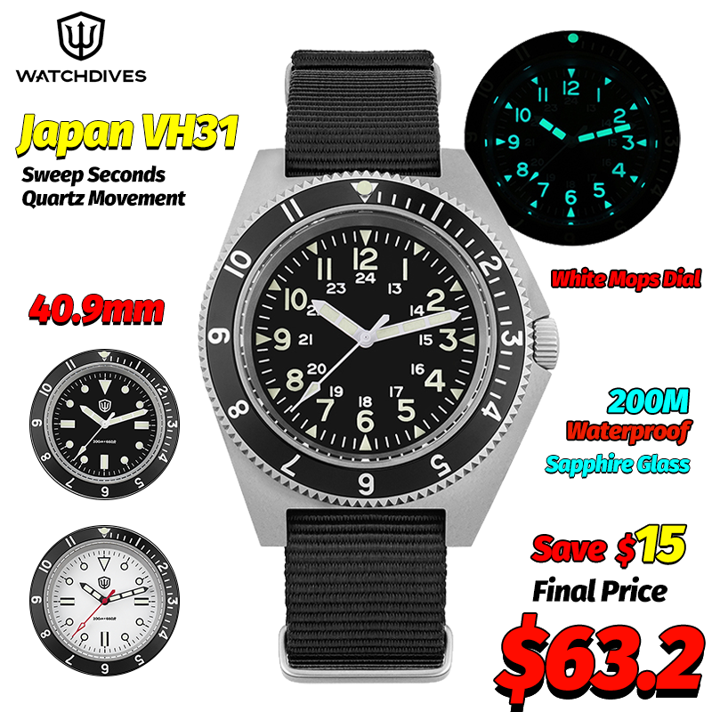 Jewelry For Watches - Watchdives WD1972 Orologio al quarzo Zaffiro